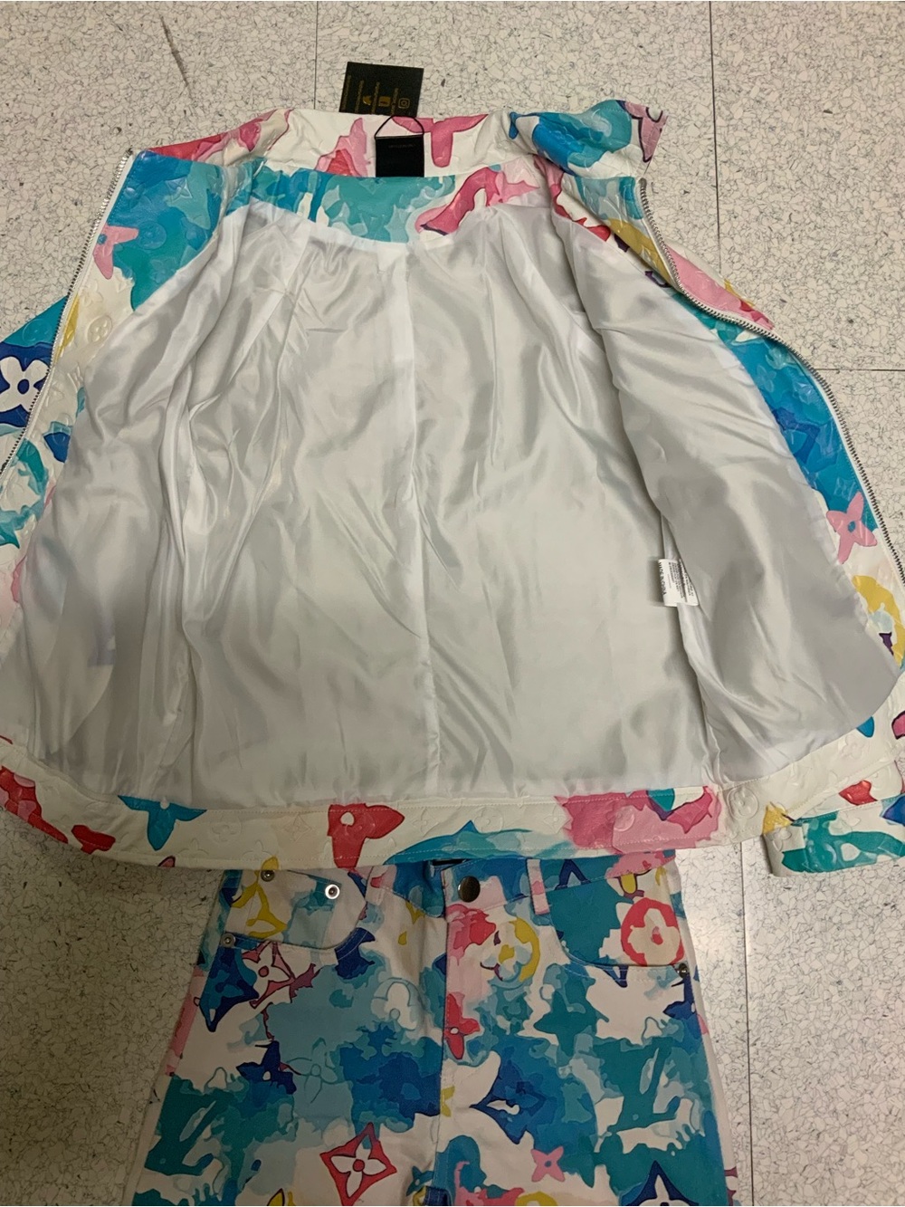 Unisex Colorful Monogram Print Jacket & pants Multicolor. Sz. 8. NWT. - Picture 6 of 9